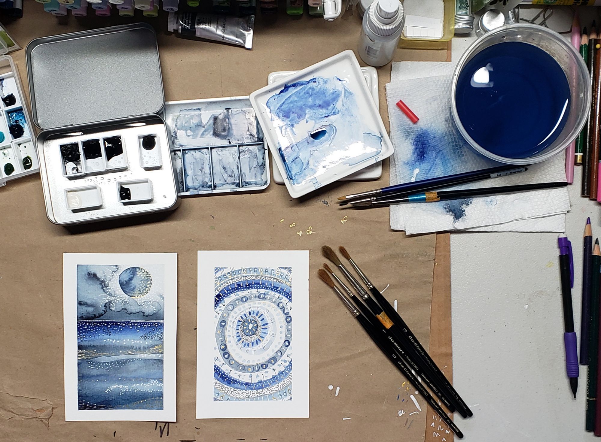 Abstract Watercolors – blues
