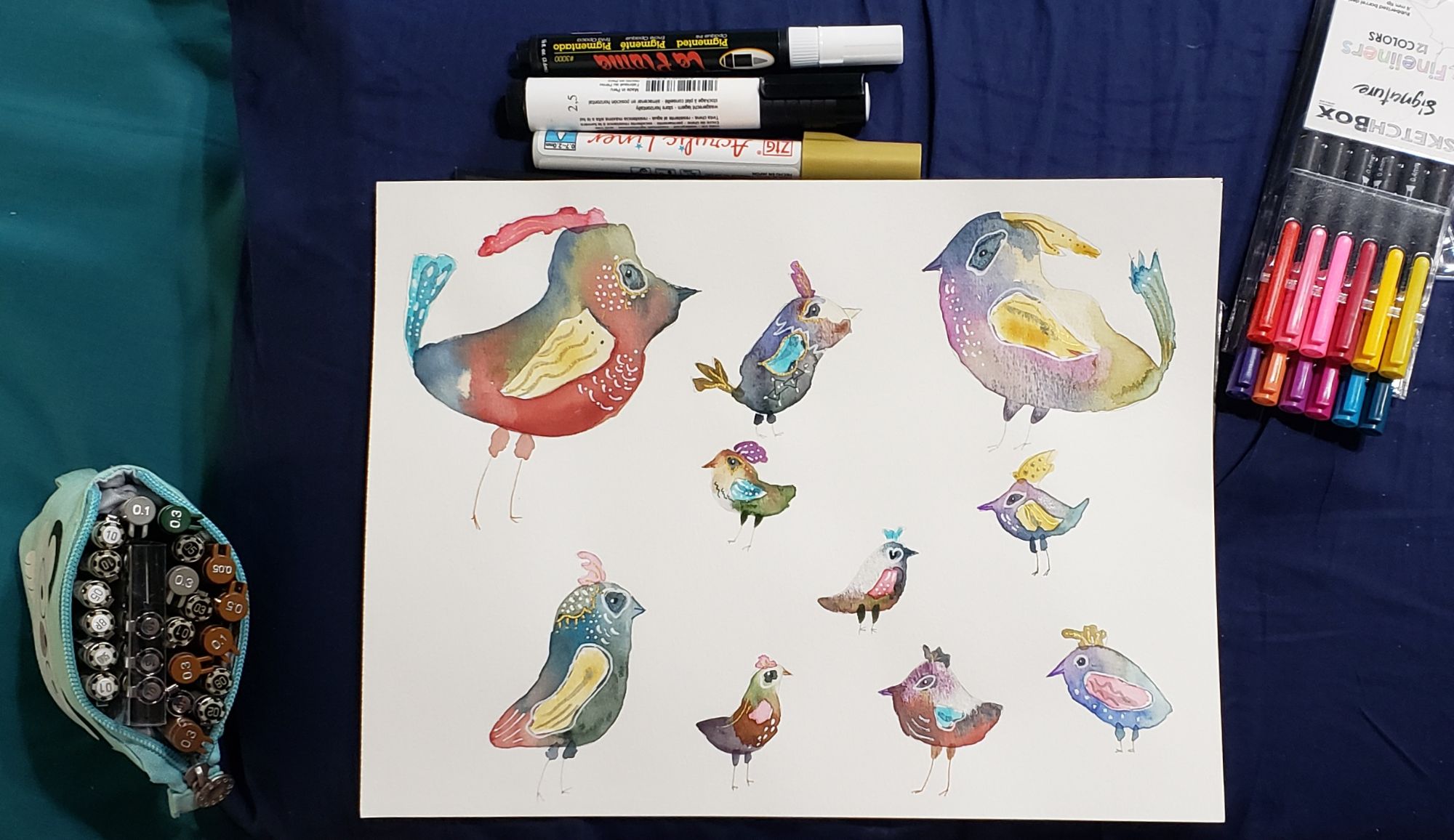 Watercolor Mixed Media Birds